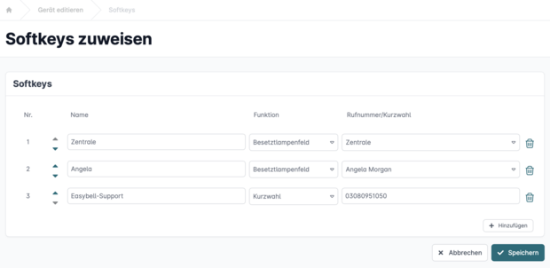 Softkeys einrichten ACS Screenshot: Softkeys einrichten ACSv